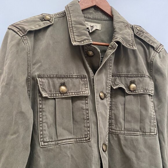 Madewell Womens Military Cargo Utility Button Up Belted Jacket M Green Classic - Picture 5 of 10